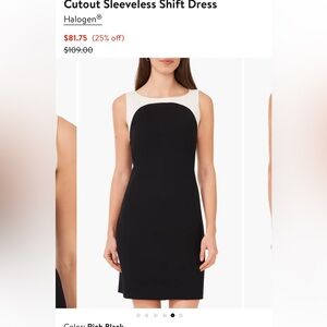 NWT Halogen Cutout Sleeveless Shift Dress